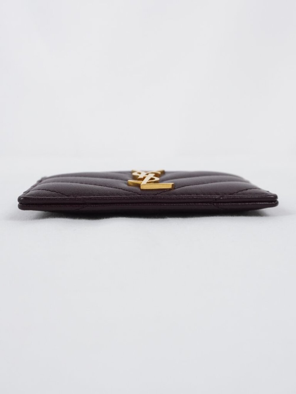 Saint Laurent Cassandre Card Case Wallet In Dark Red Quilted Leather & Gold Logo - Picture 6 of 14